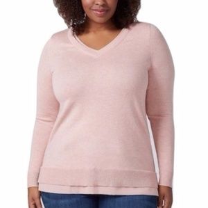 Lane Bryant Pink Metallic V Neck Sweater 18 20